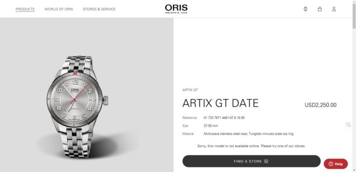 ĐH Nam : Oris Artix GT Day Date Automatic, Dial Grey, Số học trò – Size 37mm fullbox
