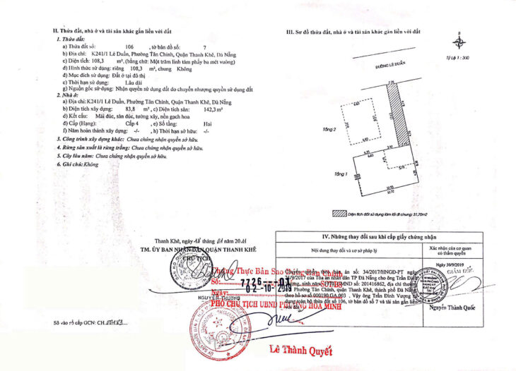 Chính chủ rao bán nhà tại đường Lê Duẩn – TP Đà Nẵng; DT đất 108,3 m2; giá 14,2 tỷ
