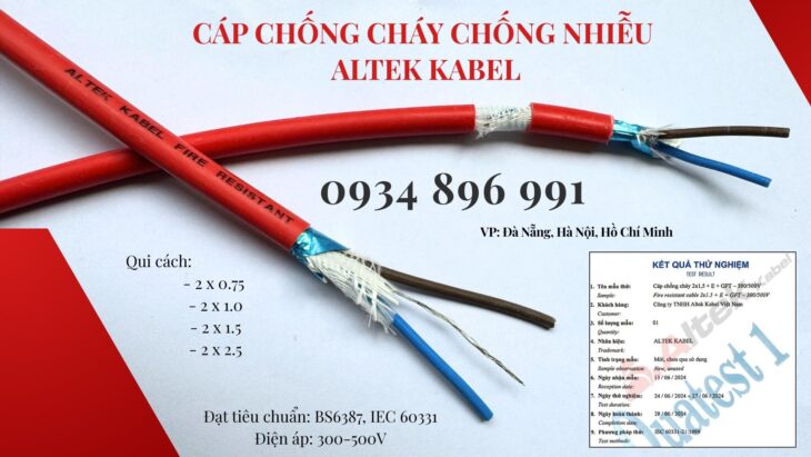 Dây Điện Chống Cháy Chống Nhiễu 2×1.0 Mm2, Bs6387, Iec 60331 Long An, Gia Lai, Bình Định.