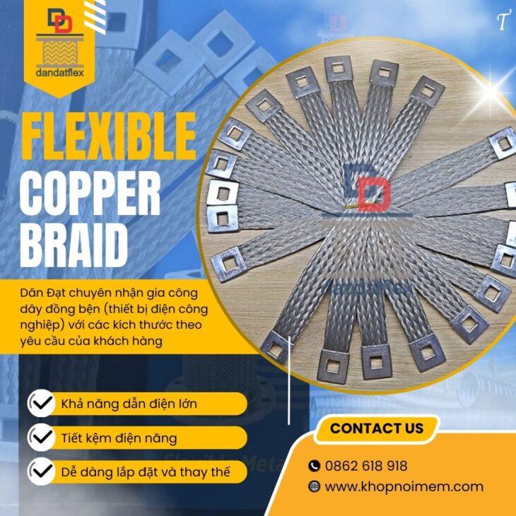 Dây đồng bện tiếp địa/ Dây đồng bện mạ thiếc tiếp địa tủ bảng điện/ Dây đồng bện tiếp địa mặt bích
