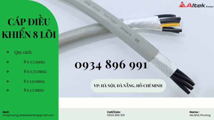 Cáp Điều Khiển 8×0.75 Mm2 Thanh Hóa, Hải Phòng, Quảng Bình