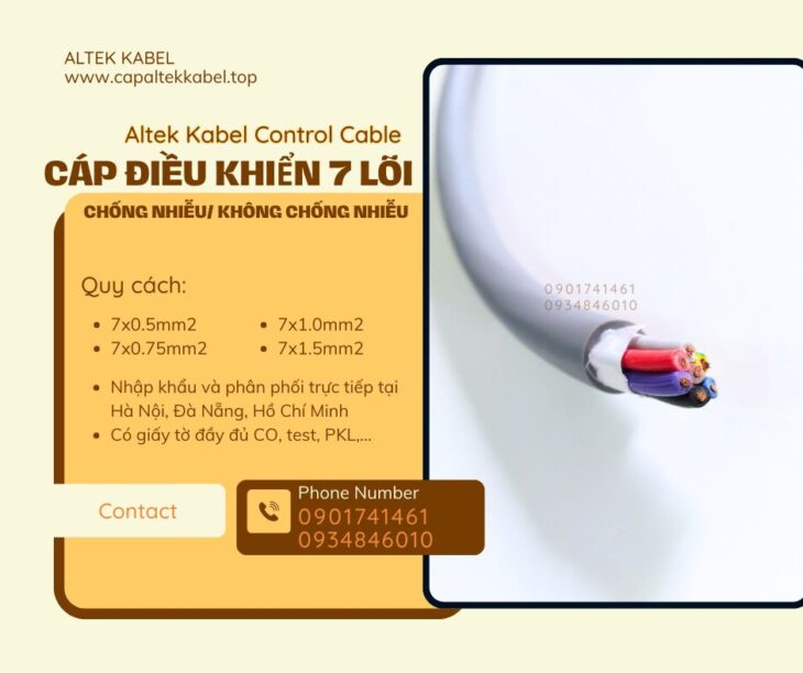 Cáp điều khiển 7×0.5, 7×0.75, 7×1.0, 7×1.5 Đà Nẵng, Hà Nội, HCM