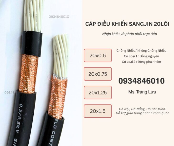 Cáp RVVP/ CXV 20×0.5/20×0.75/20×1.25/20×1.5 Hà Nội, Đà Nẵng, HCM