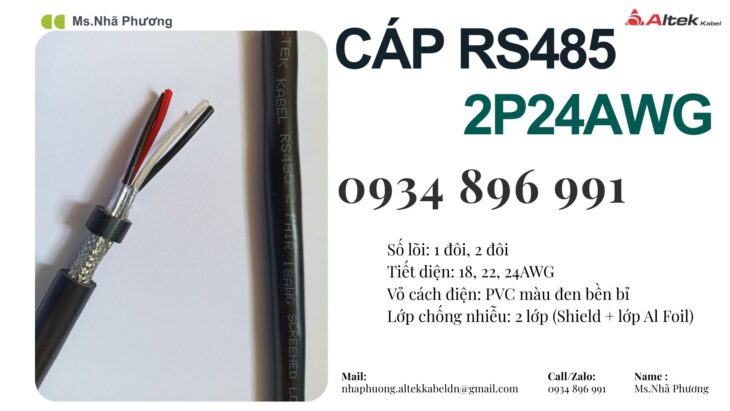 CÁP TÍN HIỆU RS485 2 PAIR 24 AWG QUẢNG NAM, QUẢNG NGÃI, QUẢNG BÌNH.