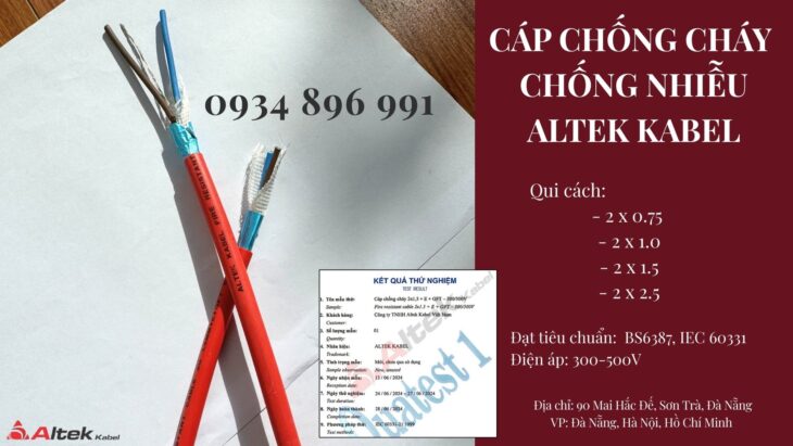 Dây Điện Chống Cháy Chống Nhiễu 2×1.0 Mm2, Bs6387, Iec 60331 Khánh Hòa, Gia Lai, Bình Định.