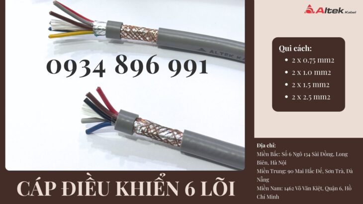 Cáp Điều Khiển Chống Nhiễu 6 X 0.75 Mm2 Bình Định, Khánh Hòa, Gia Lai