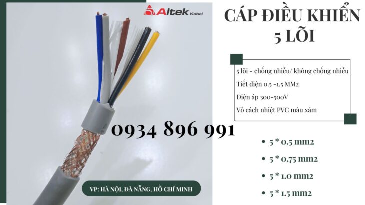Cáp Tín Hiệu Chống Nhiễu 5 X 1.0 Mm2 Quảng Nam, Quảng Ngãi, Quảng Bình