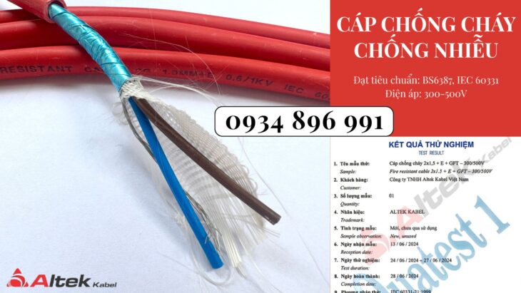 Cáp Chống Cháy Chống Nhiễu 2×1.0 mm2 Chuẩn BS6387, IEC 60331 Hà Tĩnh, Nghệ An, Thanh Hóa