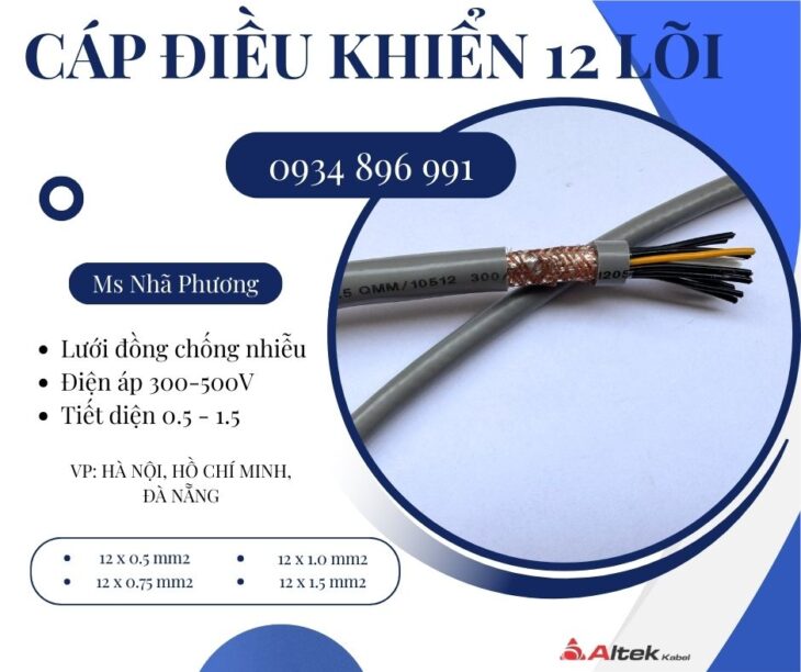 Cáp Điều Khiển 12×1.5 Giao Ngay Khánh Hòa, Gia Lai, Bình Định