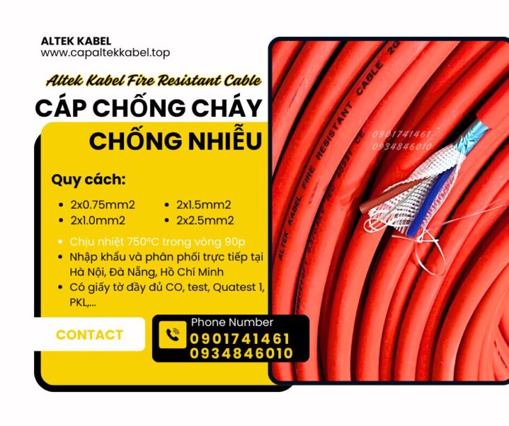 Cáp báo cháy 2x16AWG chống cháy chống nhiễu Altek kabel có kiểm định
