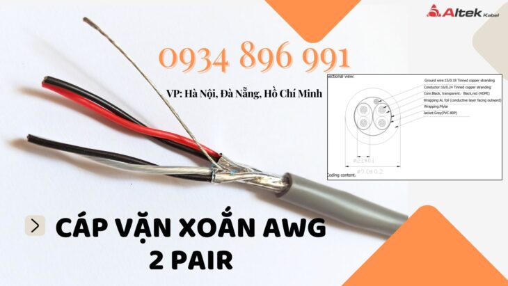 CÁP VẶN XOẮN AWG 2 PAIR 18 AWG CÓ SẴN HUẾ, QUẢNG TRỊ, ĐÀ NẴNG.