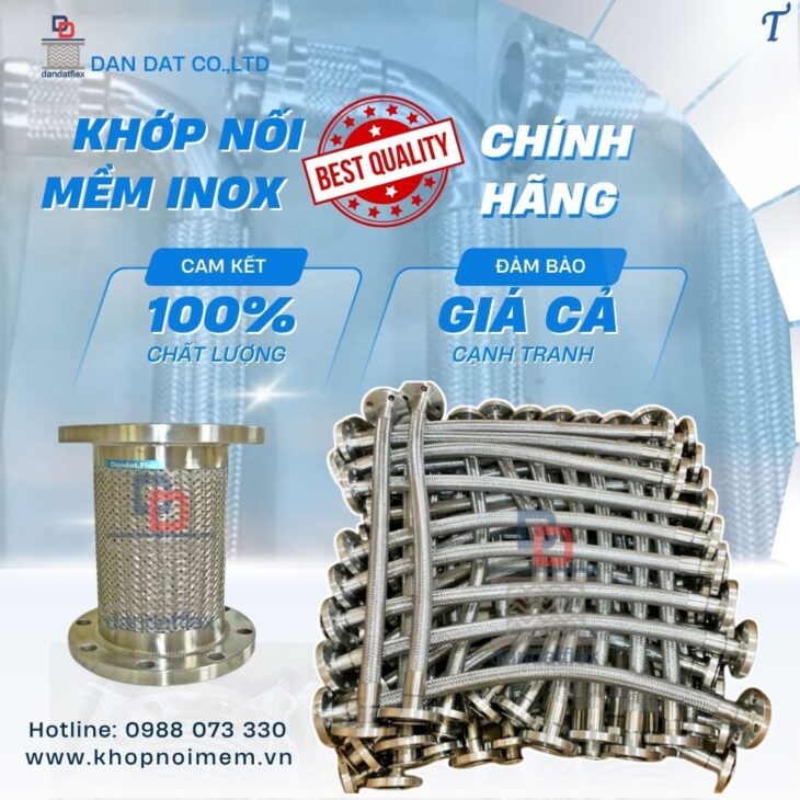 Khớp nối mềm inox 304/ Khớp nối mềm nối bích/ Khớp nối giảm chấn inox/ Khớp nối kim loại nối ren