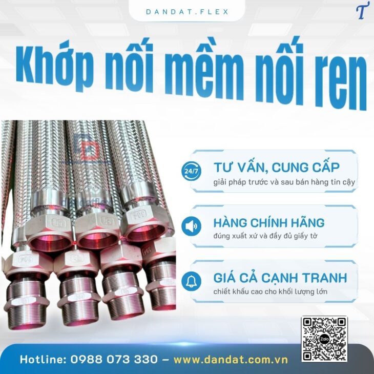 Khớp nối mềm inox 304/ Khớp nối mềm nối bích/ Khớp nối giảm chấn inox/ Khớp nối kim loại nối ren