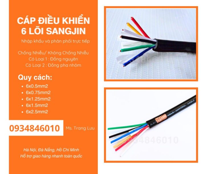Cáp RVVP/ CXV 6×0.5/6×0.75/6×1.25/6×1.5/6×2.5 sẵn HCM
