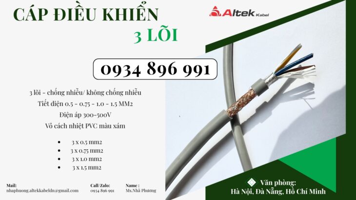 Dây Điều Khiển 3×0.75 Giao Ngay Cần Thơ, Long An, Bình Thuận