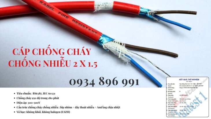 Cáp Chống Cháy Chống Nhiễu 2 X1.5 Đạt Chuẩn Bs6387, Iec 60331 Thanh Hóa, Nghệ An, Hà Tĩnh.