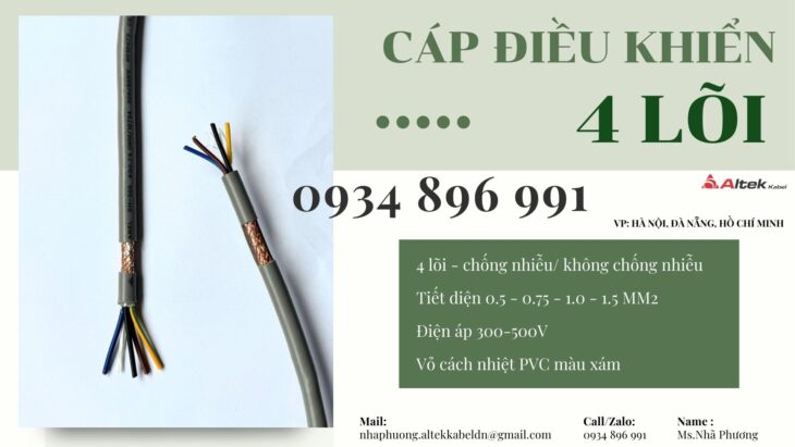 CÁP ĐIỀU KHIỂN 4 LÕI CHỐNG NHIỄU KHÁNH HÒA, BÌNH ĐỊNH, GIA LAI.
