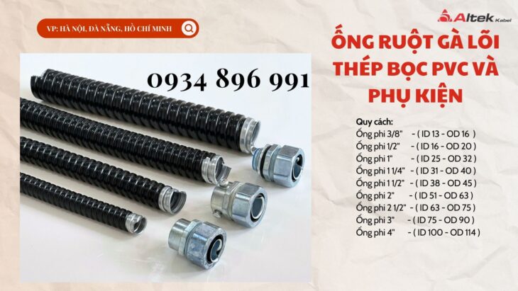 Ống Ruột Gà Kẽm Bọc Nhựa & Đầu Nối Đà Nẵng, Hà Nội, Hồ Chí Minh