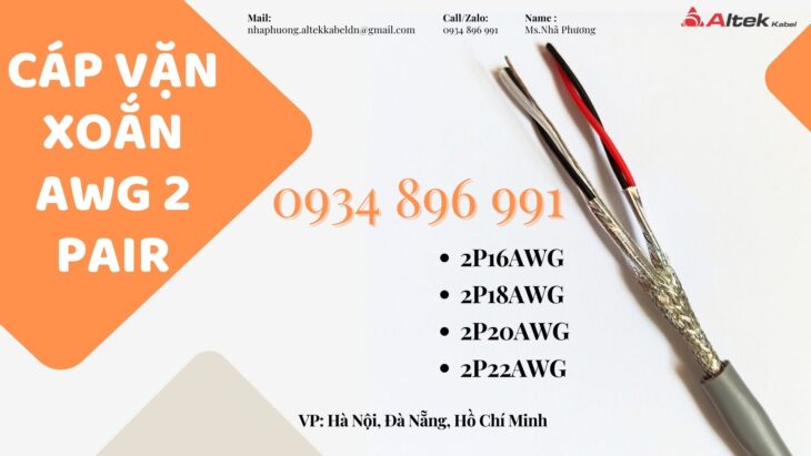CÁP VẶN XOẮN AWG 2 PAIR 18 AWG CÓ SẴN HUẾ, QUẢNG TRỊ, ĐÀ NẴNG.