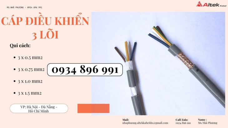 CÁP TÍN HIỆU CHỐNG NHIỄU 3 LÕI QUẢNG BÌNH, QUẢNG NAM, QUẢNG NGÃI