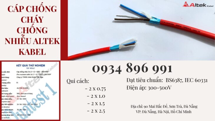 Cáp Tín Hiệu Chống Cháy Chống Nhiễu 2×2.5– Altek Kabel Đà Nẵng, Huế, Quảng Trị