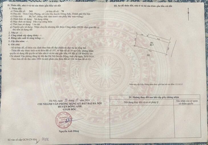 86,7m CHÂU PHONG – LIÊN HÀ – ĐÔNG ANH