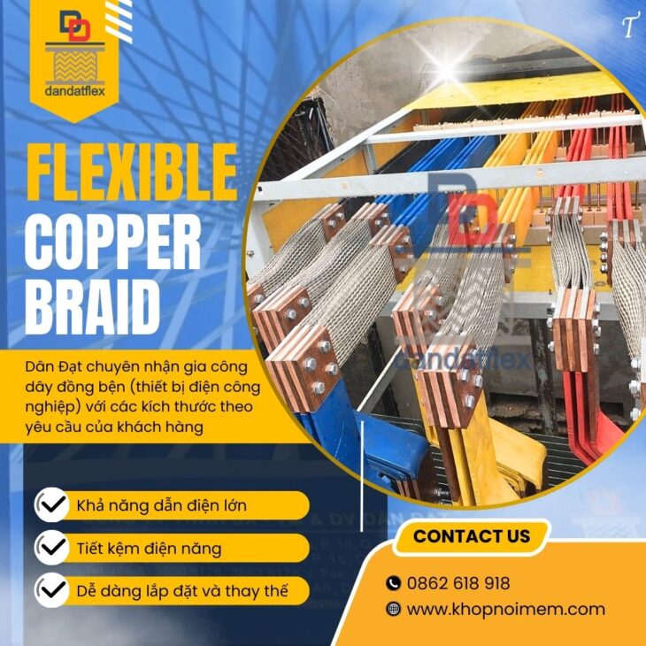 Dây đồng bện tiếp địa/ Dây đồng bện mạ thiếc tiếp địa tủ bảng điện/ Dây đồng bện tiếp địa mặt bích