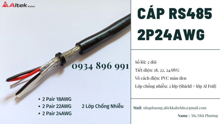 CÁP TÍN HIỆU RS485 2 PAIR 18 AWG CẦN THƠ, LONG AN, VŨNG TÀU