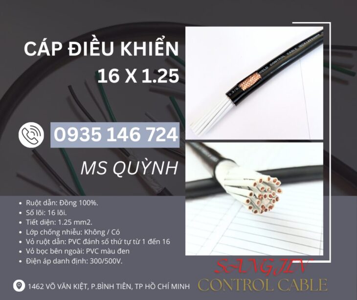 Cáp điều khiển, tín hiệu 16×0.5, 16×0.75, 16×1.25 Sangjin Sài Gòn, Hồ Chí Minh