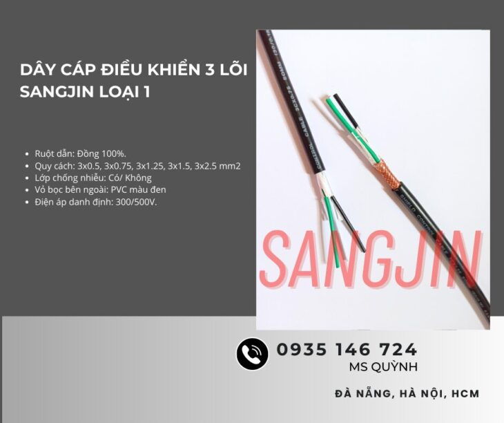 Cáp sangjing 3×0.5, 3×0.75, 3×1.25, 3×1.5, 3×2.5 Sài Gòn