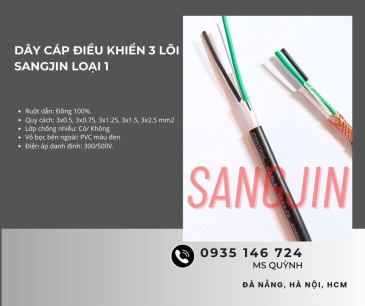Cáp sangjing 3×0.5, 3×0.75, 3×1.25, 3×1.5, 3×2.5 Sài Gòn