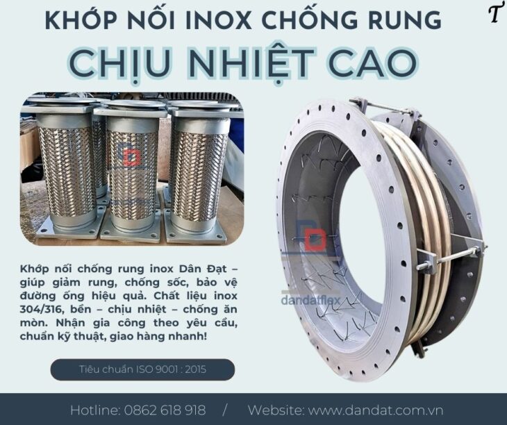 Khớp nối mềm / Khớp nối mềm inox 304/ Khớp nối mềm nối bích/ Khớp nối mềm chống rung Dandat.Flex