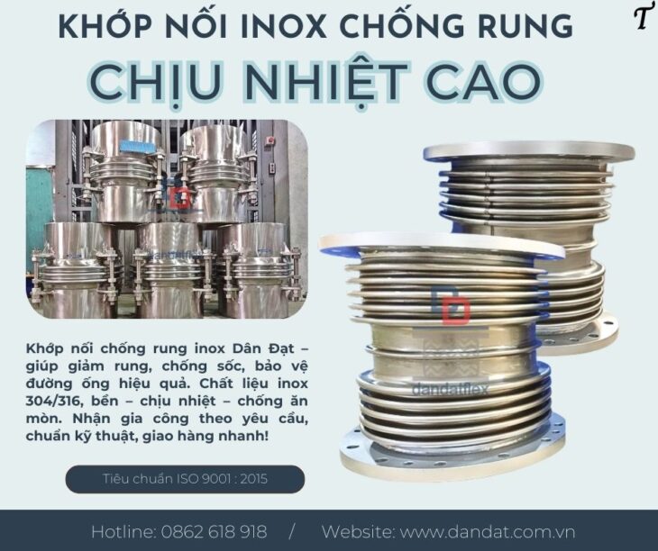 Khớp nối mềm / Khớp nối mềm inox 304/ Khớp nối mềm nối bích/ Khớp nối mềm chống rung Dandat.Flex