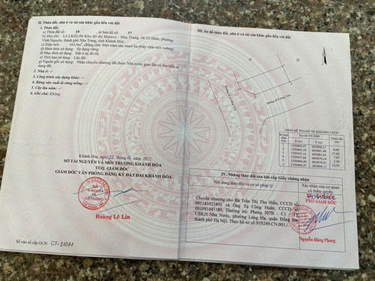 Bán Lô góc KĐT Mipeco – Vĩnh Nguyên gần biển Diện tích : 163.9m2 giá bán 13.5 tỷ ( thương lượng )