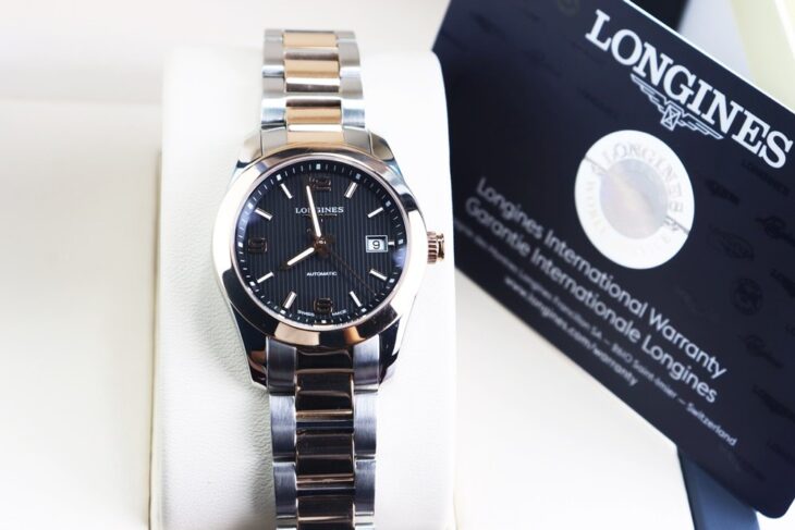 ĐH Nữ : Longines Conquest Classic Automatic Niềng & Dây Vàng Hồng 18K Fullbox…