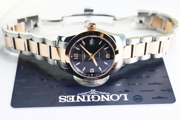 ĐH Nữ : Longines Conquest Classic Automatic Niềng & Dây Vàng Hồng 18K Fullbox…