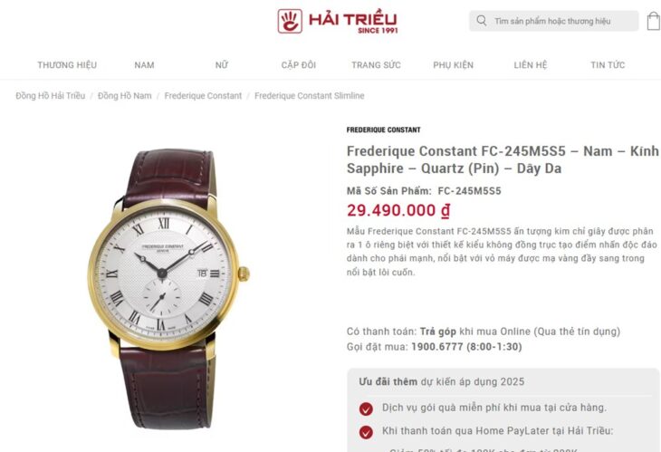 Frederique Constant FC-245M5S5 Classic Slimline Gold – Size 39mm siêu mỏng…