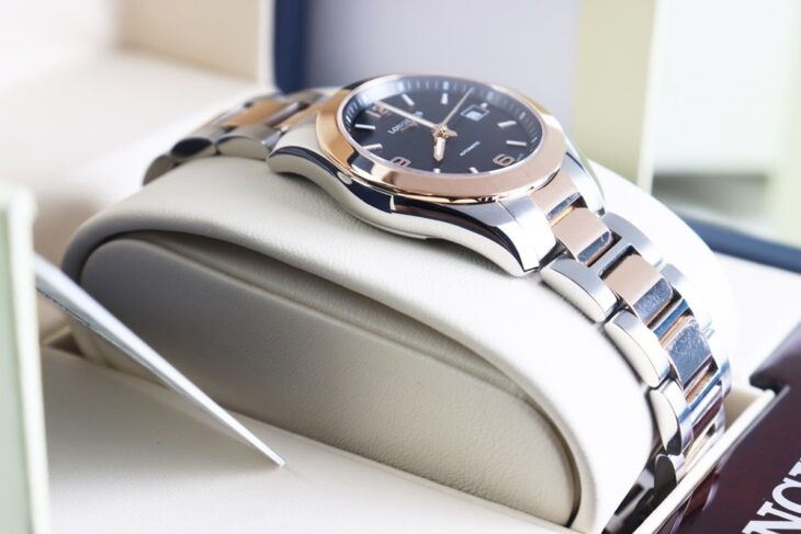 ĐH Nữ : Longines Conquest Classic Automatic Niềng & Dây Vàng Hồng 18K Fullbox…