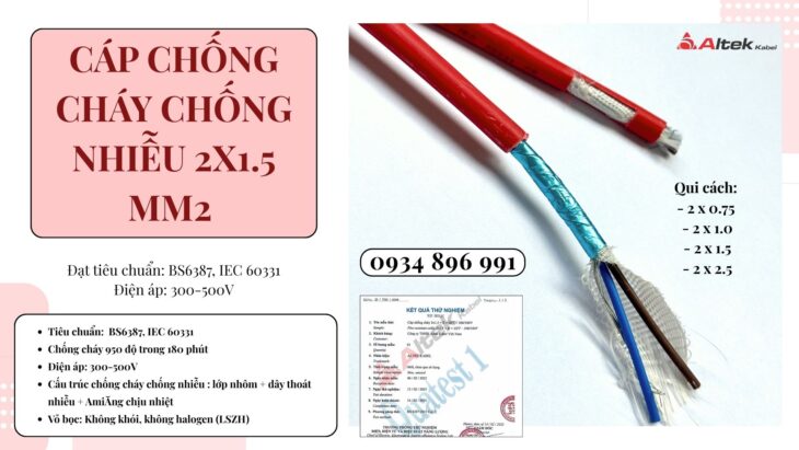 Cáp Chống Cháy Chống Nhiễu 2×1.5 Mm2 Giao Nhanh Thanh Hóa, Nghệ An, Hà Tĩnh. Cáp Chống Cháy Chống Nhiễu 2×1.5 Mm2 Giao Nhanh Thanh Hóa, Nghệ An, Hà Tĩnh.