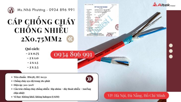 Dây Chống Cháy Chống Nhiễu 2×0.75 Mm2 Giao Ngay Cần Thơ, Long An, Vũng Tàu