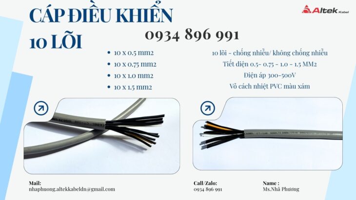 Cáp Điều Khiển 10×0.5 Mm2 Giao Ngay Hà Nội, Hưng Yên, Bắc Ninh