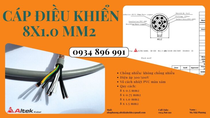 Cáp Điều Khiển 8 Lõi Chống Nhiễu luôn có sẵn tại Quảng Nam, Gia Lai, Quảng Ngãi
