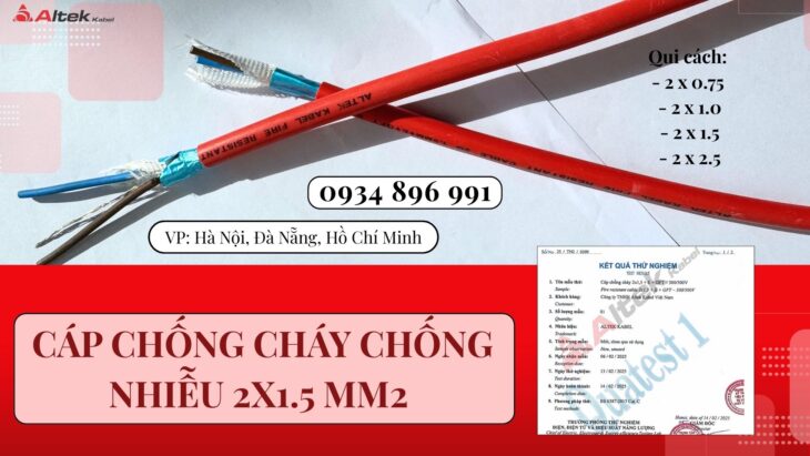 Cáp Chống Cháy Chống Nhiễu 2×1.5 Mm2 Giao Nhanh Thanh Hóa, Nghệ An, Hà Tĩnh.