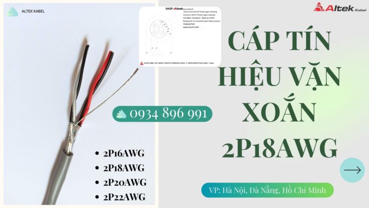 Cáp tín hiệu vặn xoắn 2 Pair 18 AWG – Phân phối Khánh Hòa, Phú Yên, Ninh Thuận