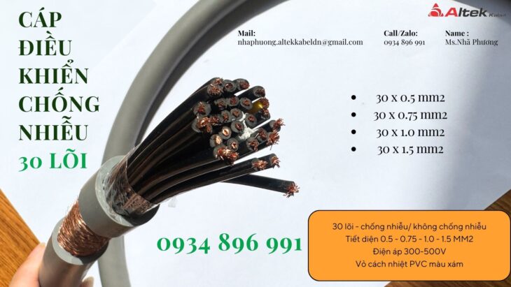 Cáp Điều Khiển Chống Nhiễu 30x 1.0 Mm2 Có Sẵn Hà Tĩnh, Thanh Hóa, Nghệ An