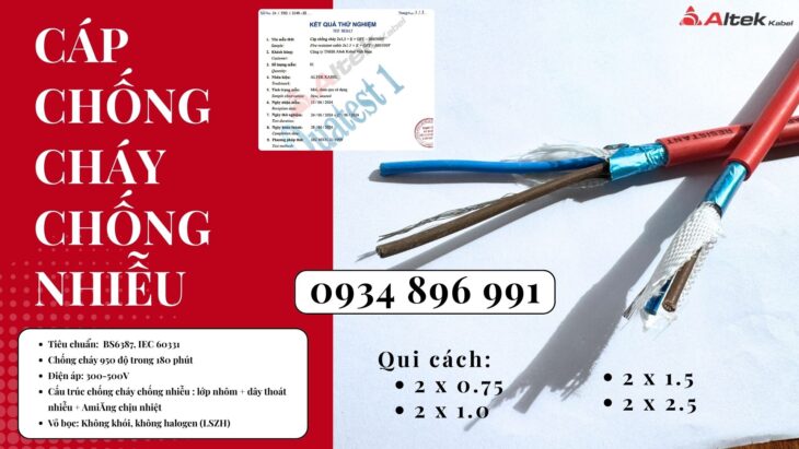 Cáp Chống Cháy Chống Nhiễu 2×1.0 Tại Đà Nẵng, Huế, Quảng Trị