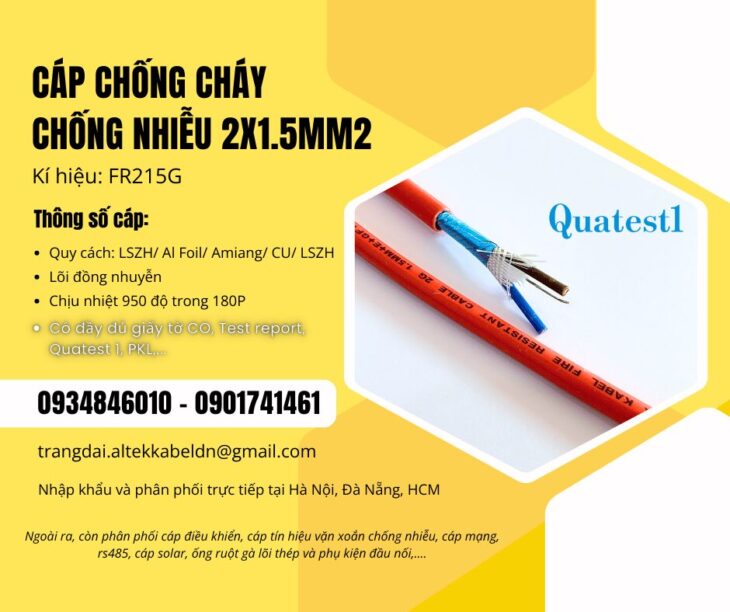 Cáp tín hiệu FR 2×1.5 chống cháy chống nhiễu Altek Kabel