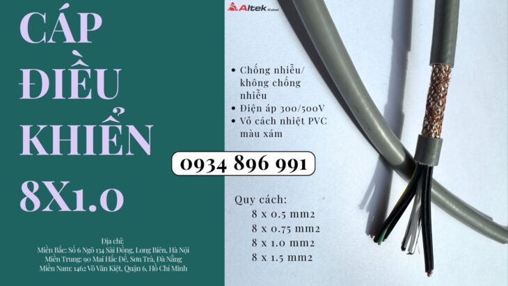 Cáp Điều Khiển 8 Lõi Chống Nhiễu luôn có sẵn tại Quảng Nam, Gia Lai, Quảng Ngãi