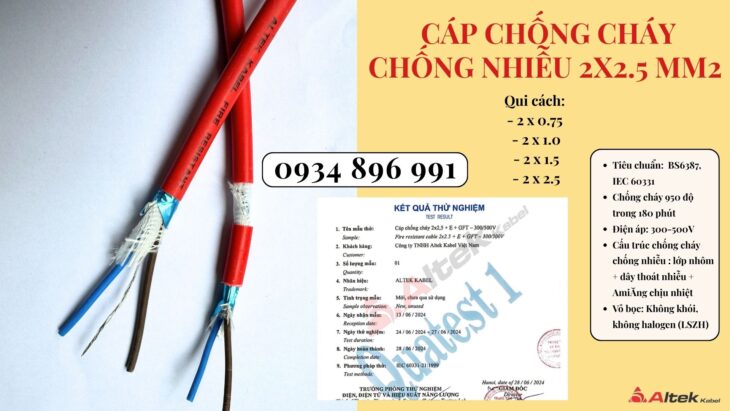 Cáp Chống Cháy Chống Nhiễu 2×2.5 Tại Đà Nẵng, Huế, Quảng Trị