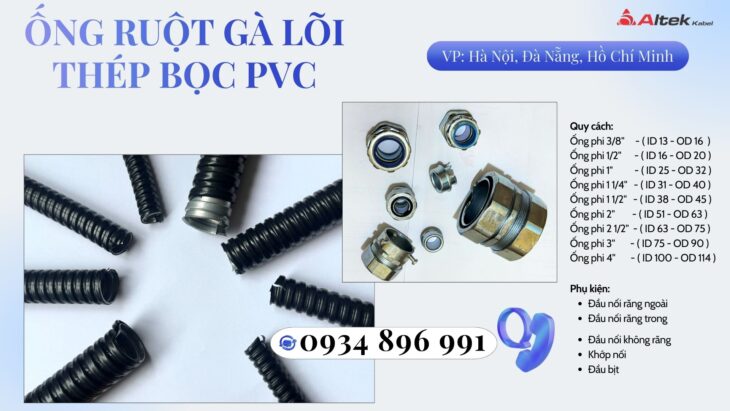 Ống Ruột Gà Lõi Thép Và Đầu Nối Lắp Phi 40 Khánh Hòa, Bình Định, Gia Lai